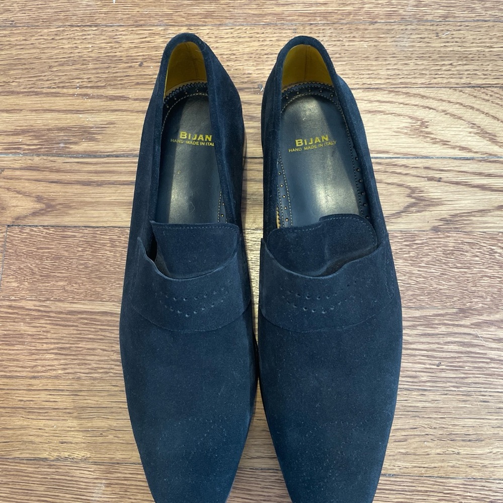 Bijan Black Suede Slip-On Loafers - Picture 3 of 9